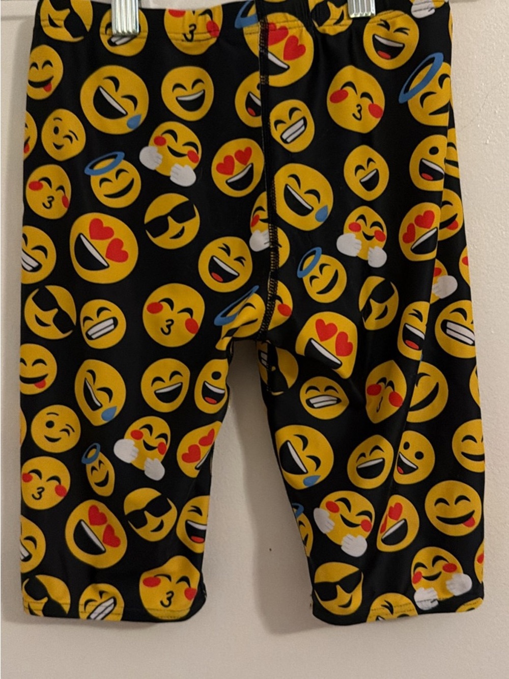 Kids Emoji Print Stretch Bottoms - Black/Yellow